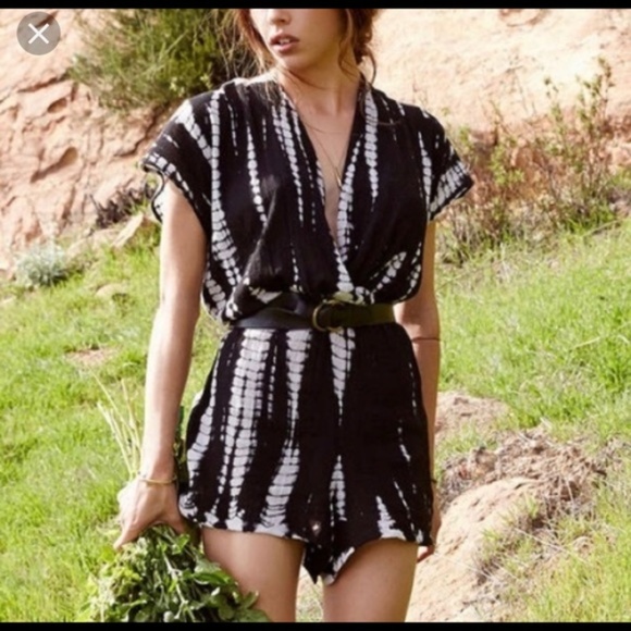 Band of Gypsies Pants - Band of Gypsies Black Gauzy Surplice Romper